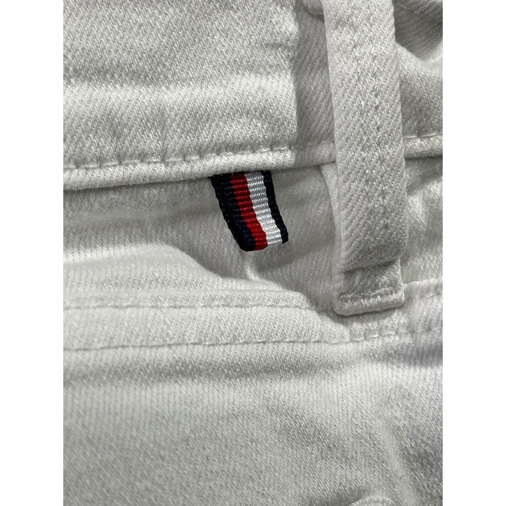 Tommy Hilfiger Womens White Denim Cuffed Shorts Size 10 Mid Rise Stretch - Picture 9 of 10